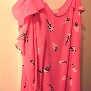 Peach/Pink airy cold shoulder top